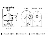 沃尔沃卡车空气弹簧气囊 VOLVO Trailer air spring airbag 6603NP01 20573312 3171693 3178706 3195240 136662 566-22-3-578 566223578 1R11893 1R11-893 36312C 36312K 73312M