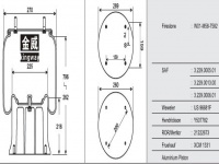 拖挂车空气弹簧气囊 Trailer air spring airbag W01-M58-8765 V1D28C-12 1T19E-3 D13B03 131162 1873856 21221349 3.229.0024.00 1D28C-12