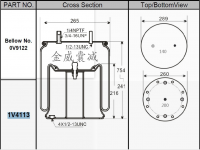 拖挂车空气弹簧气囊 Trailer air spring airbag 1V4113G01 1V4113 OV9122 1R14-113 