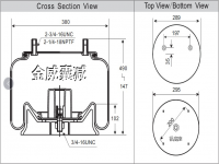 卡车挂车拖车汽车空气弹簧气囊 Air spring airbag of Truck（1V8050铝底座）1V8058 1R14-039 566-28-3-065 566283065 11105E16A320 1V19ZK-5.7 1T19ZK-5.7 W01-358-8058 23631-01 AS-0039 S-4771 B-12514-013