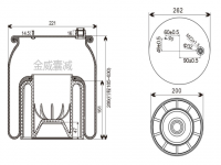 JW6173奔驰卡车空气弹簧气囊 160MM Air spring airbag of Benz Truck A9613206921 SP556173-KP A9613204221 A9613204621 A9613205421 6173NP40 6173NP42